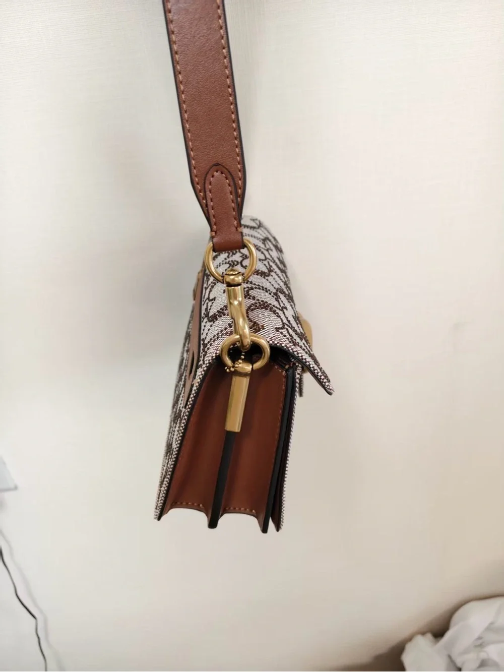 Signature Monogram Crossbody Bag in Brown and Cream